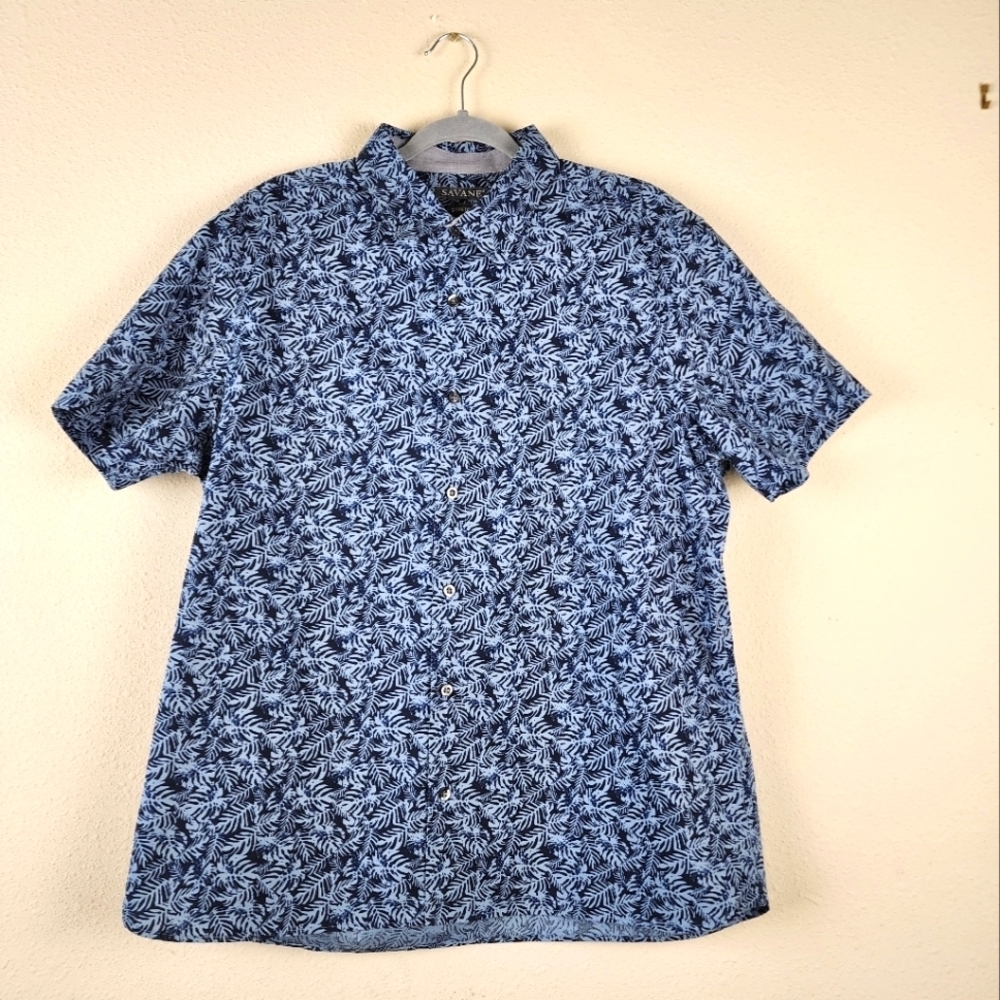SAVANE stretch tropical Hawaiian button down shirt size XL